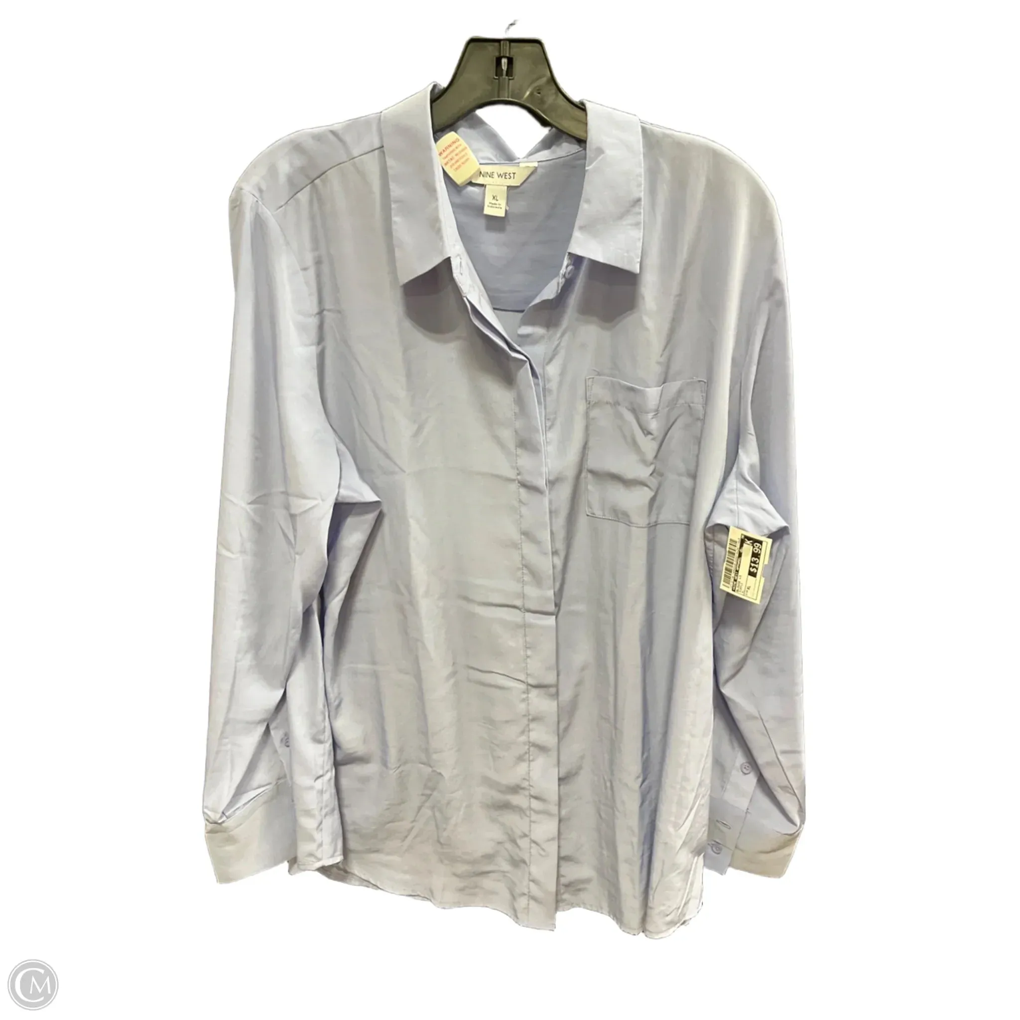 Blouse Long Sleeve By Nine West Apparel In Purple, Size: Xl