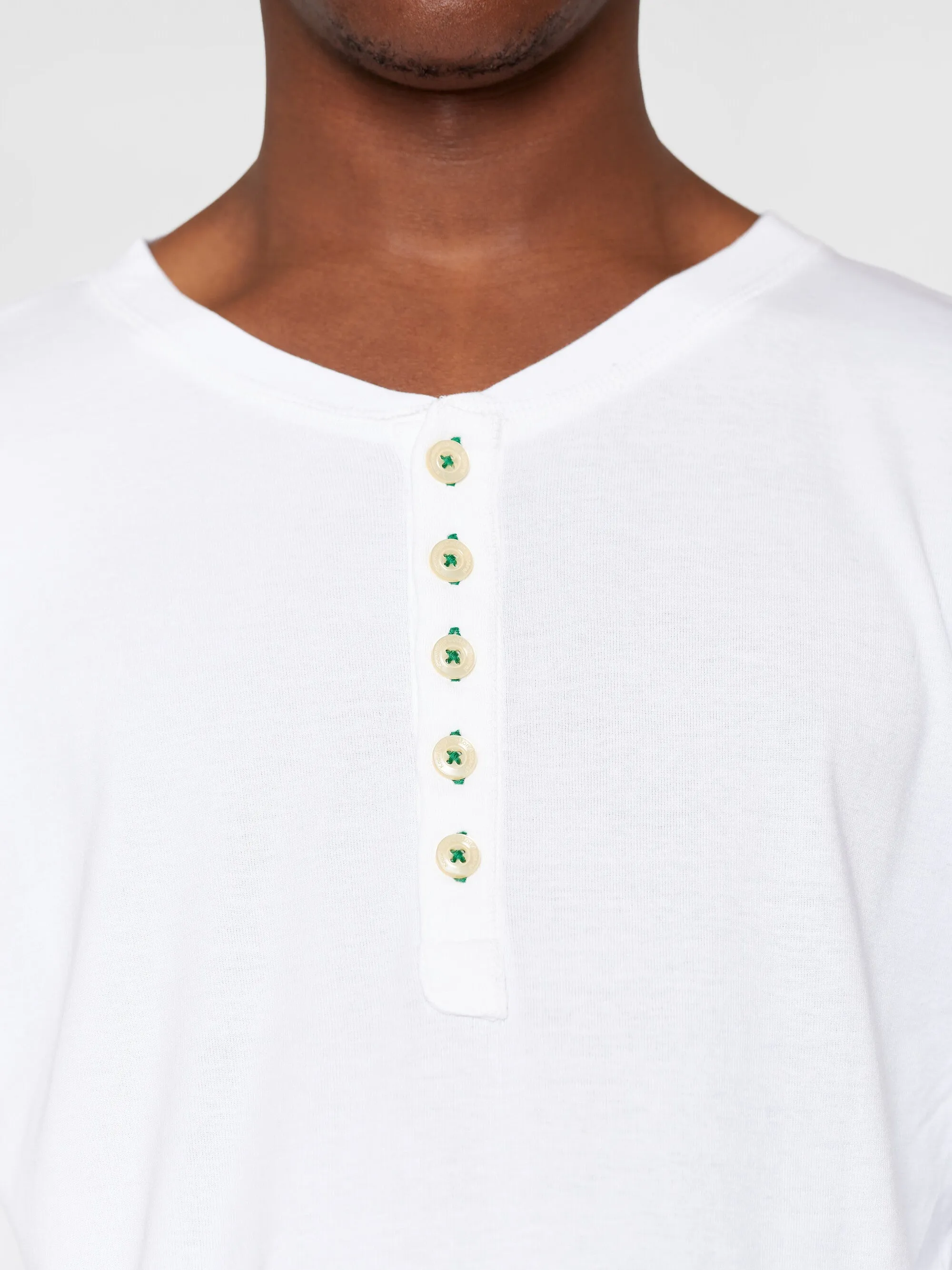 CEDAR LS Henley - Bright White Knowledge Cotton