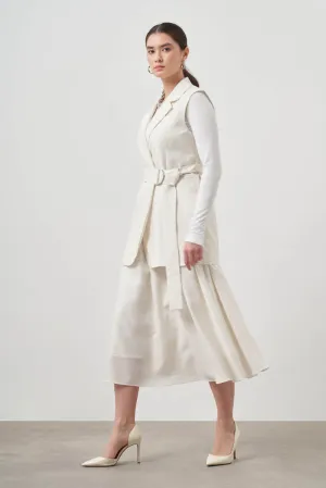 Mizalle Belted Vest Ecru Apparel