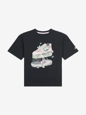 New Balance Girls Fitness Centre Illustrated Graphic T-Shirt in Black