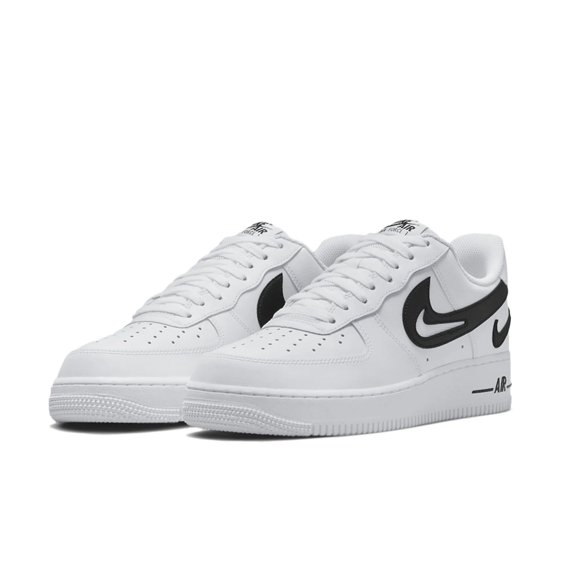 Nike Air Force 1 Low Cut Out Swoosh White Black (GS)