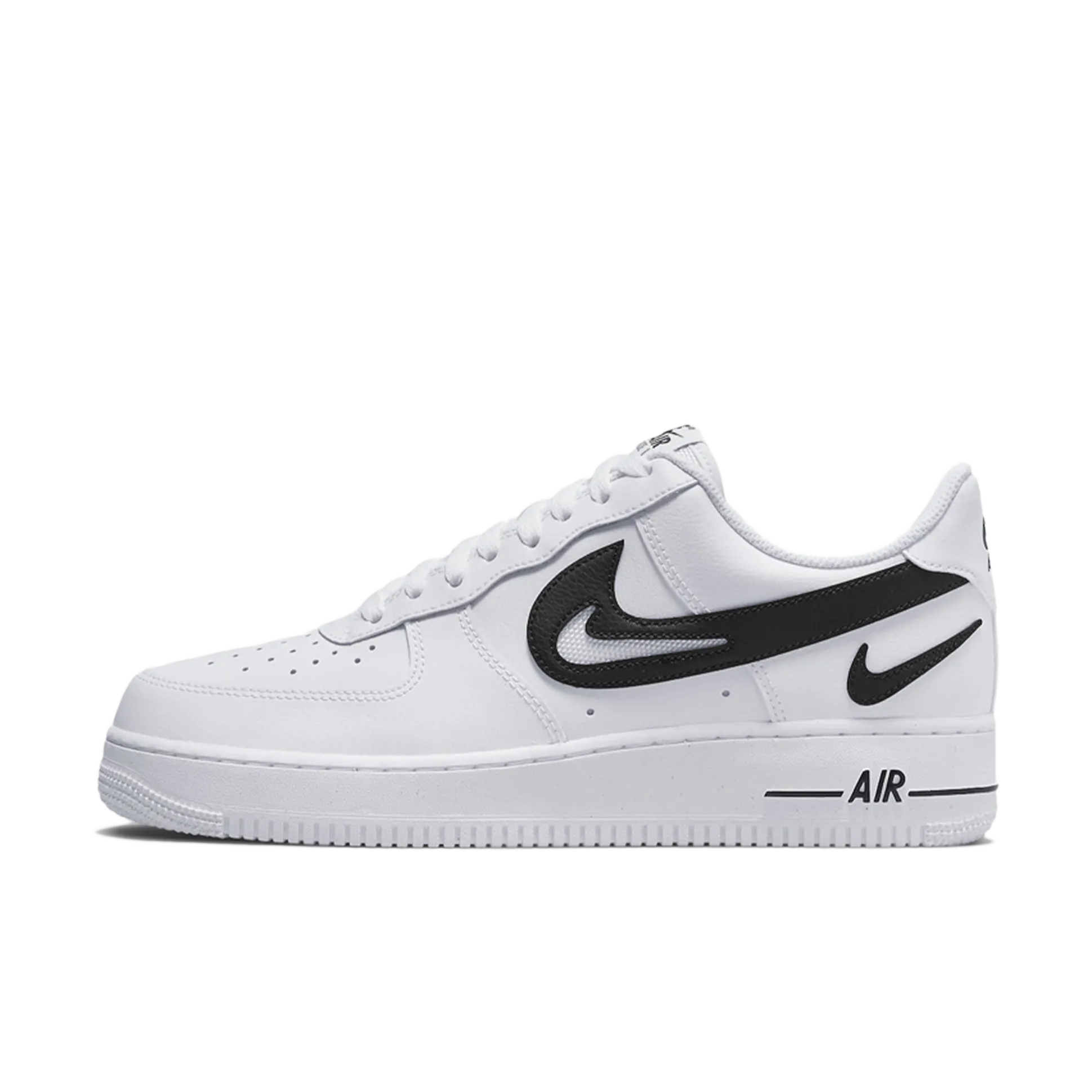 Nike Air Force 1 Low Cut Out Swoosh White Black (GS)